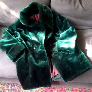 SOLD!!! Emerald green plush faux fur jacket